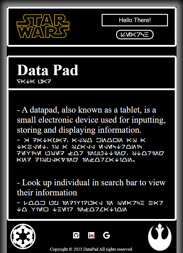 Star Wars Data Pad